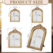 Thyle 4 Pcs Vintage Gold Antique Mirror Set Arch Retro Resin Baroque Decorative Makeup Mirror Square Hanging Wall Desk Tabletop Room Bedroom Bathroom Gallery (13x9 10x7 8x5 7x4)(Light Color)