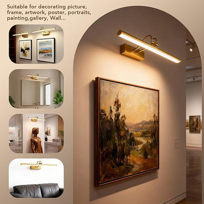 Picture Light,Picture Lights for Wall Cordless,16" Picture Lights with Timer and Dimmable,Battery Wall Lights for Display Gallery Painting Art Frame Portrait