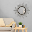 Sunburst Spoked Large Wall Mirror Boho Home Circle Art Mirror Modern Metal Mirror for Wall Decorative Bathroom Bedroom Vanity Hallway Balcony Living Room Entryway 20