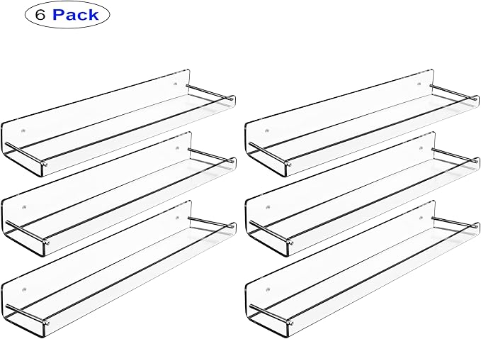 AMT 6 Pack Acrylic Floating Shelves, 15