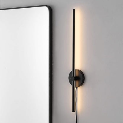 JONATHAN Y 27.25" Black Modern Integrated LED Wall Sconce, Minimalist Plug-in Adjustable Bar Lamp for Bedroom Living Room, Dimmable Iron Metal Wall Light, 3000K JYL7136A
