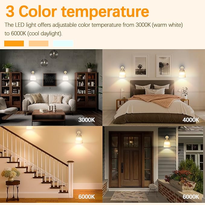 Battery Operated Wall Sconce Set of 2,Gold Rechargeable Wall Lights with Lampshade Dimmable RGB Bulbs and Remote,15 Colors Wireless Wall Lamps for Bedroom Living Room (Gold-3P)
