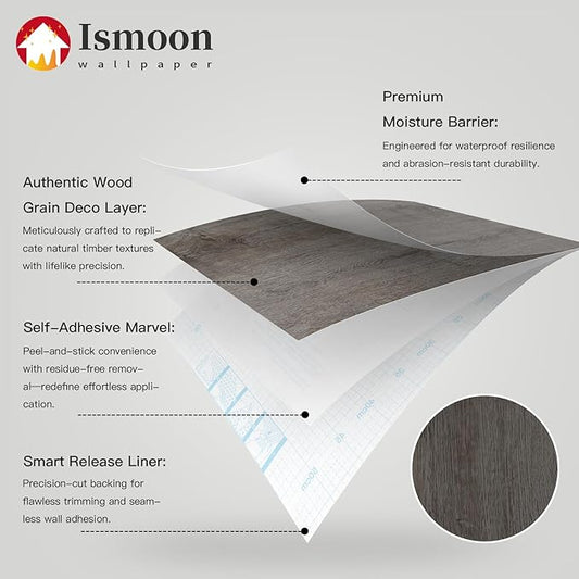 17.7"x236" Wood Wallpaper Grey Wood Peel and Stick Wallpaper Gray Wood Wallpaper Wood Contact Paper Self Adhesive Wallpaper Wood Grain Faux Film Roll for Desk Table Wall Cabinet Shelf Draw