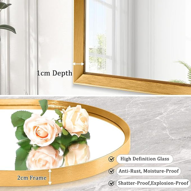 Arched Wall Mirror, Arch Bathroom Mirror, for Vanity Living Room Bedroom Mantel Entryway Hallways Home Decor Aluminum Alloy Frame Large 28"x20"
