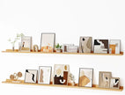 Fun Memories Picture Ledge Shelf, 60 Inch Floating Shelves Set of 2, Large Nursery Book Shelves for Toys Storage, Kids Bookshelf Wall Mounted for Wall Decor Books Photo Frames, Oak