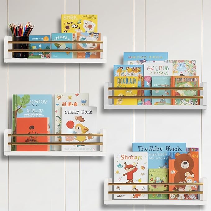 Nursery Wall Book Shelves Set of 4, 16