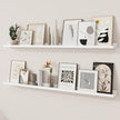 RICHFOCUS Picture Ledge Shelf, 55 inch Floating Shelves Set of 2, Wood Wall Shelves with Lip, Wall Decor Storage for Bedroom Living Room Bathroom Kitchen Nursery Photo Picture, White