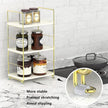 3-Tier Kitchen Spice Rack, Freestanding Stackable Organizer Shelf, Bathroom Countertop Storage Shelf, Cosmetic Organizer Holder, Square Standing Rack (Golden)