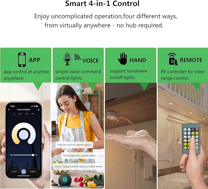 Smart Puck Lights 2700-6500k Tunable Under Cabinet Lighting with Alexa,Google Home,App & Remote Control, LED Puck Light Dimmable for Kitchen,Shelf,Workbench,RV Ceiling,Recess Mount,12V,2W/pc,3pcs