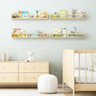 Fixwal Nursery Book Shelves, 32 Inch Floating Bookshelves for Wall Set of 4, Baby Nursery & Playroom Decor, Solid Wood Wall Mounted Shelves for Books and Toys Storage (Natural Wood)