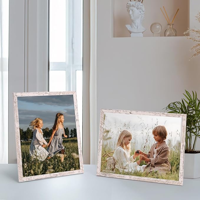 Hoikwo 18 Packs 8x10 Distressed White Multi Plastic Picture Frames Set with Plastic Cover for Family Photos, Artwork, Light Weight Bulk 8 by 10 Frames Pack for Wall Hanging and Table