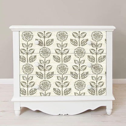 Wudnaye Floral Peel and Stick Wallpaper Vintage Tulip Floral Wallpaper 17.7in×590.4in Flower Farmhouse Contact Paper Peel and Stick Neutral Self Adhesive Removable Vinyl Wall Paper for Kitchen Bedroom
