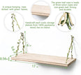 MITIME Leaf Rope Hanging Floating Shelves, Wall Swing Storage Shelf for Home Decor.17, 3-Pack (Light Color)