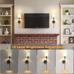 DORESshop Battery Operated Wall Sconce Set of 2, Wireless Wall Light Easy to Install, 7 Color Rechargeable Wall Sconces, Sconce Wall Decor Set of 2 for Bedroom, Living Room, Black, 24.3in