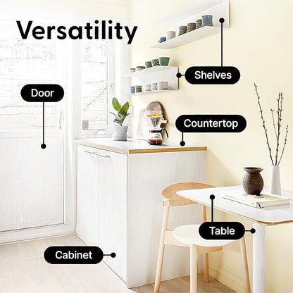 White Wood Grain Contact Paper, 17.3" x 197" Peel and Stick Wallpaper, Self-Adhesive Thick Textured Vinyl Wrap for Kitchen Cabinets, Countertop, Furniture, Waterproof DIY Decor