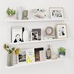 Axeman 48 Inch Floating Shelves | White Picture Ledge Shelf Set of 3 | Rustic Wood Wall Shelves with Lip | 48