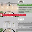 4-Light Bathroom Light Fixtures, Brushed Nickel Modern Vanity Lights Over Mirror with Clear Glass Shade, Bathroom Wall Lamp for Mirror Kitchen Living Room Hallway Cabinet Porch Bedroom Reading room