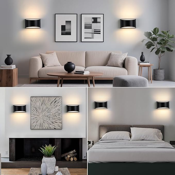 Black Modern LED Wall Sconce (with G9 Bulbs) Hardwired Indoor Wall Lights Up and Down Wall Mount Lamps for Hallways, Bedrooms, Hallways, Living Room 3000K Warm White