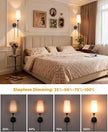 Battery Operated Wall Sconce Set of 2, 13000mAh Rechargeable Battery Powered Sconces with Remote Dimmable Fabric Shade Wireless Sconces Fixture for Bedroom Living Room