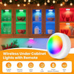LED Puck Lights with Remote Control, 16 Color Changing Under Cabinet Lighting with Dimmer & Timer, AAA Battery Operated,Under for Closet Bedroom Kitchen, Stair (6 Pack Black)