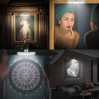 LUXSWAY Wireless Picture Frame Led Lighting,Rechargeable Art Display Lighting Clip on Pictures,Over Painting Lights,Artwork Lamp with Flexible Neck,28 LEDs 3 Lighting Modes 200 LM-Silver
