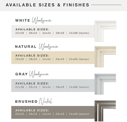 MCS Ezra 28.66x49.66 Large Wall Mirror, Gray Woodgrain & Beveled Mirror, Vertical & Horizontal Wall Hanging Mirror for Bathroom, Bedroom & Livingroom