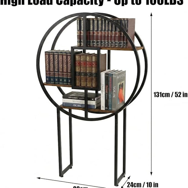 OFFICEROO Round Etagere Bookshelf 4ft 3in – Modern Asian Inspiration Circular Bookcase Shelf, Tall Circle Bookshelf & Round Shelf Standing for Living Room Display