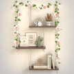 Hanging Shelves for Wall, 3 Tier Boho Hanging Plant Shelf, Floating Shelves Rope Rustic Wood Organizer Storage Hanger Rack for Aesthetic Home Bedroom Kitchen Bathroom (Champagne Flower)