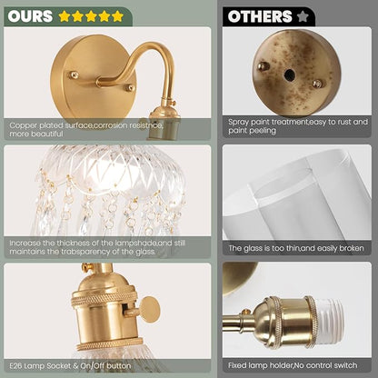 Vintage Battery Operated Wireless Wall Sconces, Rechargeable Battery Antique Brass Wall Lights,Luxury Corridor Lamp with Remote for Dining Room Hallway Living Room, Set of Two