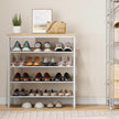 HOOBRO Shoe Rack for Entryway, 5-Tier Shoe Organizer with Adjustable Mesh Shelves, 12-16 Pairs of Shoes, Spacious Floor Mount, Metal, Industrial, Shoe Shelf for Closet, Natural and White WN12XJ01