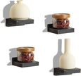 Freezing point Small Floating Shelf for Wall Set of 4 Natural Wood 4Inch Mini Wall Shelves Decor Plant Display Collectibles Mounted Kitchen Bathroom Bedroom Corner Decorative Storage Tiny Stand Black