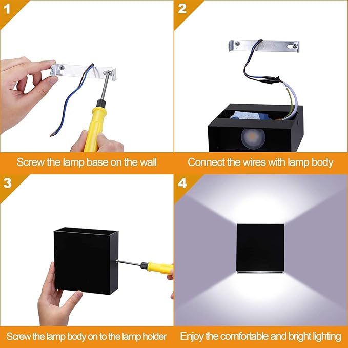 Lightess Mini LED Wall Sconces Dimmable 10W, Modern Wall Lamp Black Up Down Wall Mount Lights Mini Metal for Living Room Hallway Bedroom Decor, Cool White, O1186TP