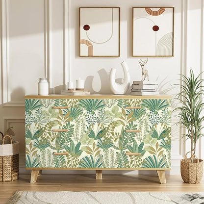 17.3"x393" Green Peel and Stick Wallpaper Jungle Tropical Wallpaper Green Leaf Botanical Contact Paper Self Adhesive Removable Wall Paper for Bedroom Cabinet Drawer Vinyl Roll