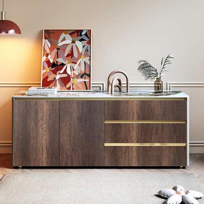 Stickyart Brown Wood Wallpaper 15.8"X160" Wood Peel and Stick Wallpaper Vintage Teak Wood Contact Paper Removable Self Adhesive Wood Grain Wallpaper for Countertops Cabinets Drawers Table Waterproof