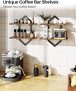 Floating Shelves, Set of 2 Wall Shelf, Wall Mounted Decorative Shelves, 2-Tier Modern Geometric Hanging Storage Shelf for Living Room, Bedroom, Kitchen, Office, Study (Rustic Brown + Black)