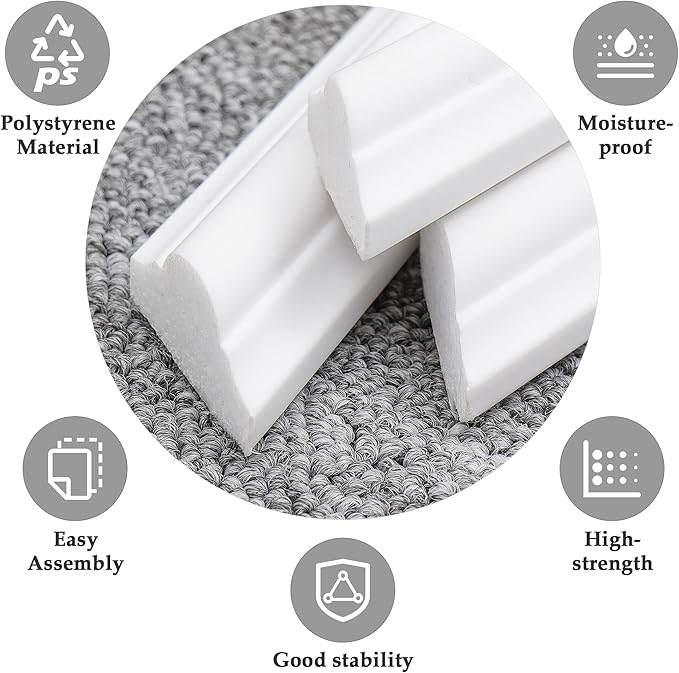 3 Sets Peel and Stick Molding Trim for Walls, Pre-Cut Wainscoting Panels 54x24 Inch Peel and Stick Wall Molding Kit, Self Adhesive Molding Trim for Walls, Home Renovation, White