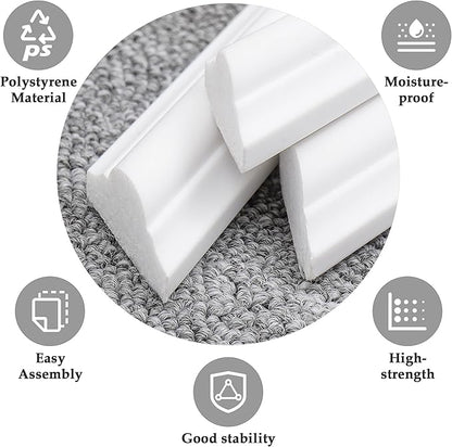 3 Sets Peel and Stick Molding Trim for Walls, Pre-Cut Wainscoting Panels 54x24 Inch Peel and Stick Wall Molding Kit, Self Adhesive Molding Trim for Walls, Home Renovation, White