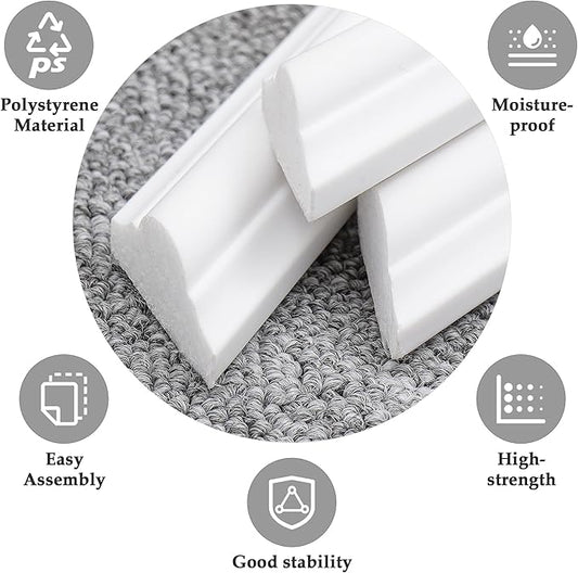 3 Sets Peel and Stick Molding Trim for Walls, Pre-Cut Wainscoting Panels 54x24 Inch Peel and Stick Wall Molding Kit, Self Adhesive Molding Trim for Walls, Home Renovation, White