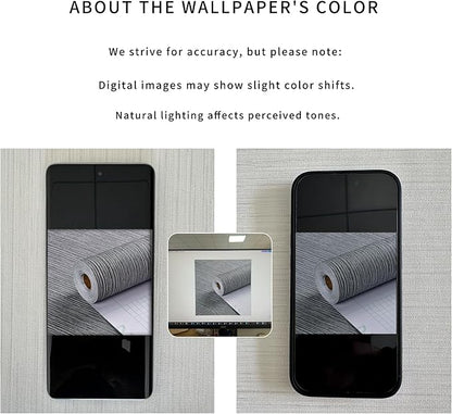 Haimin Grasscloth Wallpaper Textured 24in X 393in Fabric Contact Paper Gray Wall Paper Textured Linen Wallpaper Peel and Stick Self-Adhesive Thick Vinyl Embossed Film Wallpaper (Gray)