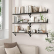 Axeman 32 Inch Floating Shelves | 8 Inch Deep Black Wood Wall Shelves Set of 2 | 31.5