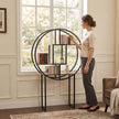OFFICEROO Round Etagere Bookshelf 4ft 3in – Modern Asian Inspiration Circular Bookcase Shelf, Tall Circle Bookshelf & Round Shelf Standing for Living Room Display