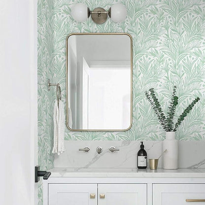 17.3"x393" Peel and Stick Wallpaper Boho Green Leaf Contact Paper Sage Green Botanical Wall Paper Self Adhesive Removable Wallpaper for Cabinets Drawers Bedroom Decor Waterproof Vinyl Roll