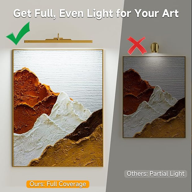 Art Light for Wall Picture Brass, 6000mAh Rechargeable Wireless Wall Sconce,Battery Operated Remote Dimmable Lighting for Hallway Sconce(24 in, 2 Pack)