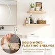 Fun Memories Floating Shelves, 9.3'' Deep Solid Pine Wood Wall Shelves for Storage, Wall Mounted Display Shelf with Invisible Heavy-Duty Metal Bracket, 36'' Width Set of 2, Unfinished - DIY Stain