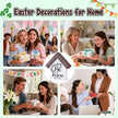MBL Christian Easter Decor Decorations - Wood He Is Risen Sign Bible Verse Religious Easter Basket Stuffers Essentials Rustic Table Home Living Room Bedroom Shelf Tiered Tray for Women Men Teen Adults