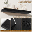 Fun Memories Floating Shelves for Wall, 24Inch Floating Shelves Set of 2, Hanging Shelf with Invisible Brackets, Wood Shelves for Living Room, Bedroom, Kitchen, Black