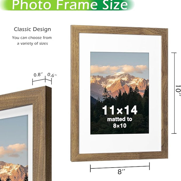 FrameWorks 2-Pack, 11x14 Matted to 8x10 Picture Frame, Dark Oak – Classic Wooden Photo Frame with Tempered Glass, Modern Matte Finish for Prints, Posters, Certificates & Wall Decor – Gallery-Ready