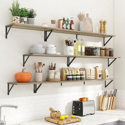 Deep Floating Shelves for Wall,36Wx8D Wall Mounted Shelves Set of 2,Wall Storage Floating Shelf with Sturdy Metal Brackets for Living Room,Bathroom,Kitchen,Office,Grey