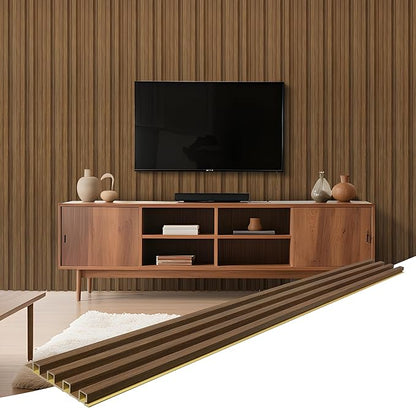 WPC Slat Wall Panels, 16 Packs 48 x 6 Inch 3D Wall Panels for Interior Wall Decor, Fluted Accent Wall Paneling for Living Room TV Background Study Room Office Spaces Bedroom, Taupe