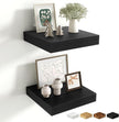 Fun Memories Floating Shelves for Wall 10 Inch, 10 Inch Deep Square Wall Shelves, Bathroom Storage Shelves Over Toilet, Wood Floating Shelves for Living Room Bedroom, Black, Set of 2